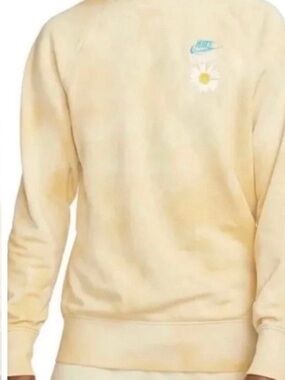 Nike tie die yellow Crewneck Sweater with Daisy & Blue Logo